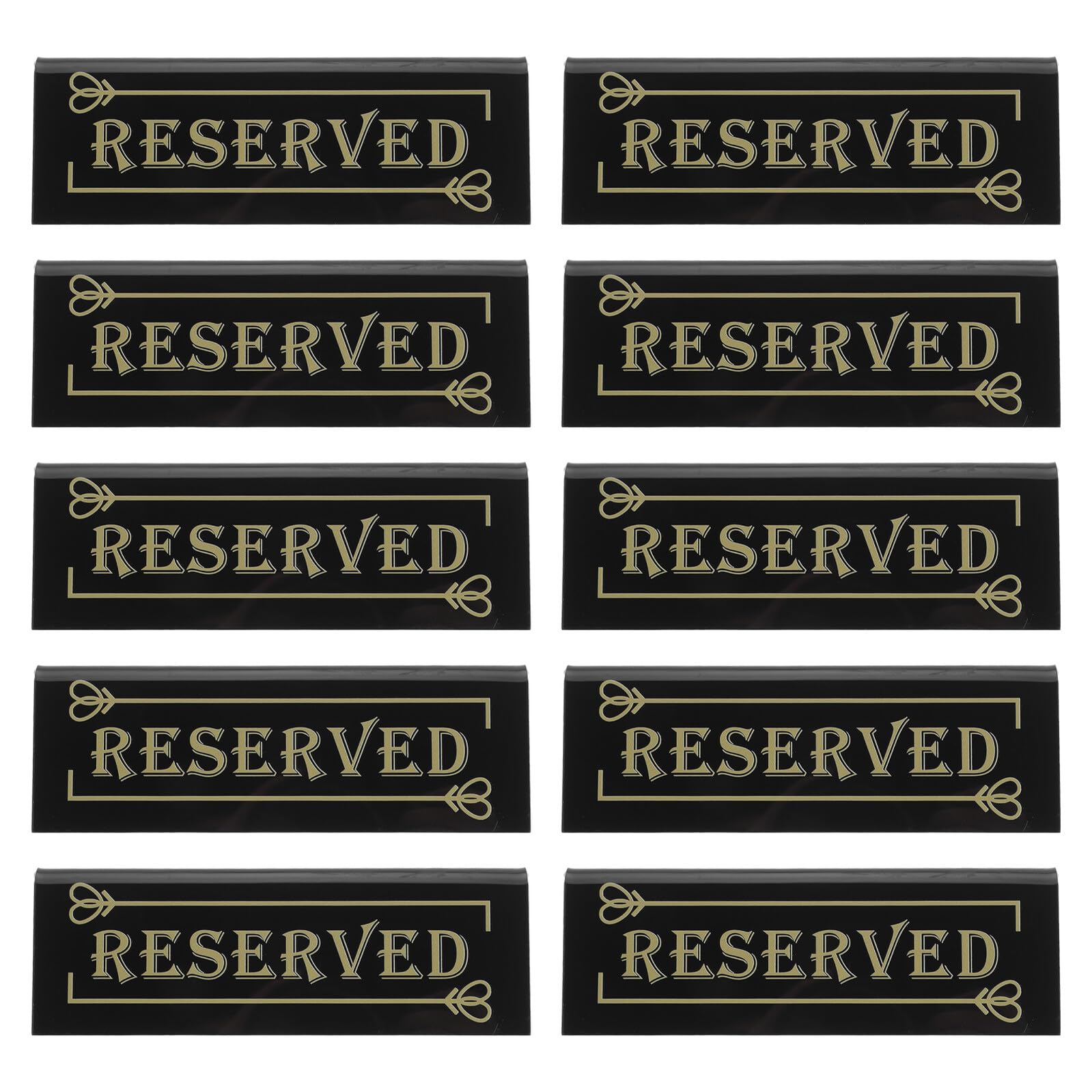 Toyvian 10 Stück Acryl Tischreservierungsschilder für Hochzeit und Restaurant Wetterfeste Doppelseitige Platzkarten mit Schwarzem Hintergrund und Goldener Schrift Platzsparende