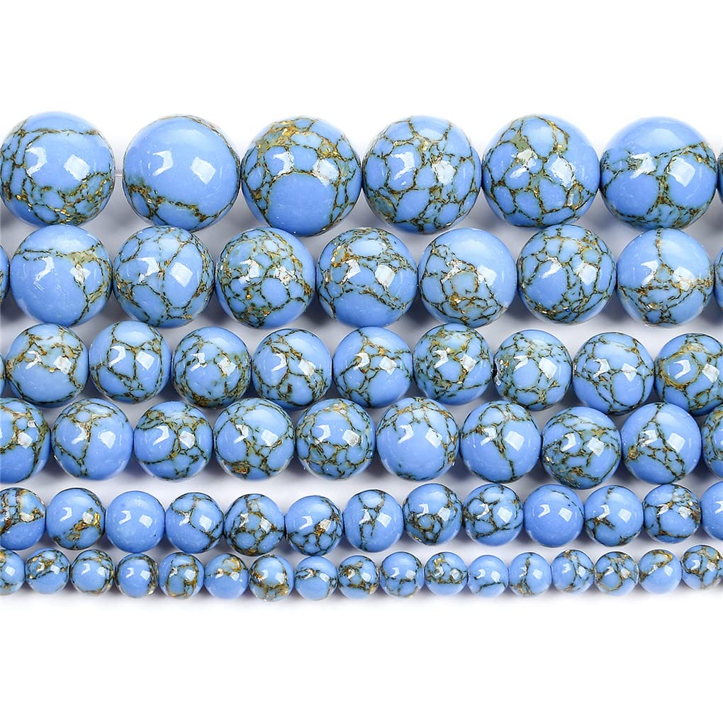 Perles en pierre naturelle bleu turquoise 6mm pour la fabrication de bijoux DIY