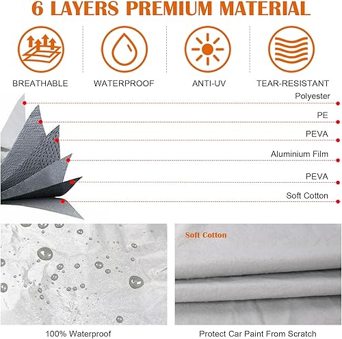 Miniatura 5 de Funda impermeable para automóvil SUV ajuste personalizado para Honda Pilot 2023, 2024 2025, 6 capas para todo tipo de clima, con puerta con