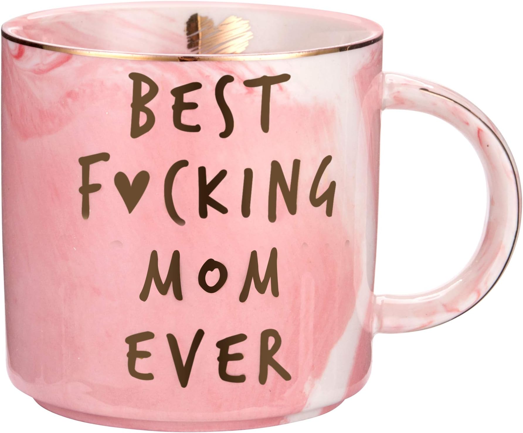 Hendson Mom Gifts for Women - Best Mom Ever - Funny Mom Birthday Gift Ideas, New Mom, Pregnancy Congratulations Gifts for First Time Moms and Mother To Be - Pink Marble Mug, 11.5oz Coffee Cup