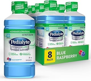 Pedialyte AdvancedCare Electrolyte Solution Has PreActivPrebiotics | Hydration Drink | Blue Raspberry, 1 Liter, Pack of 8