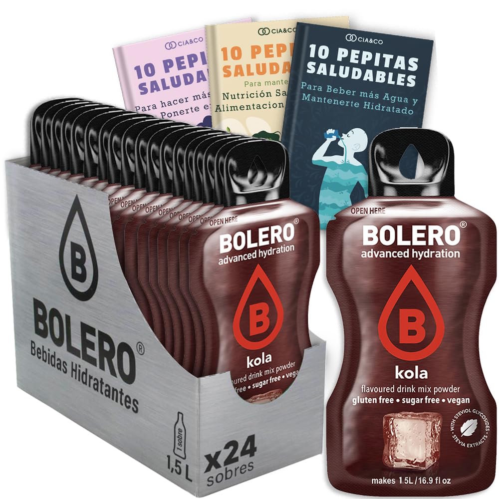 24 x Bebida Bolero COLA Hidratante Sin Azucar (24x9 grs) + 30 Pepitas Saludables para una vida más sana by Cia&Co