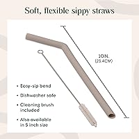 Vista 2 de Simka Rose Pajitas de silicona de alta calidad, popotes flexibles reutilizables para adultos y niños, sin BPA, juego de popotes para bebés y niños