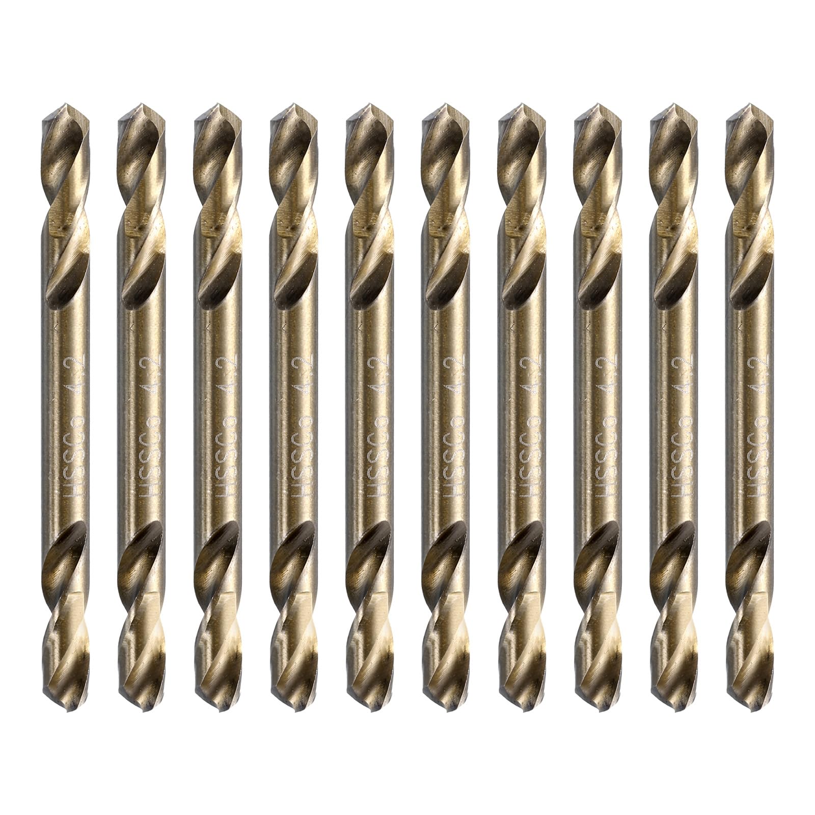 QUARKZMAN 10 Stück Metall Doppelbohrer 4.2mm, M35 HSS Cobaltbohrer Länge 57mm, Spiralbohrer für Edelstahl, Kupfer, Holz, Kupfer