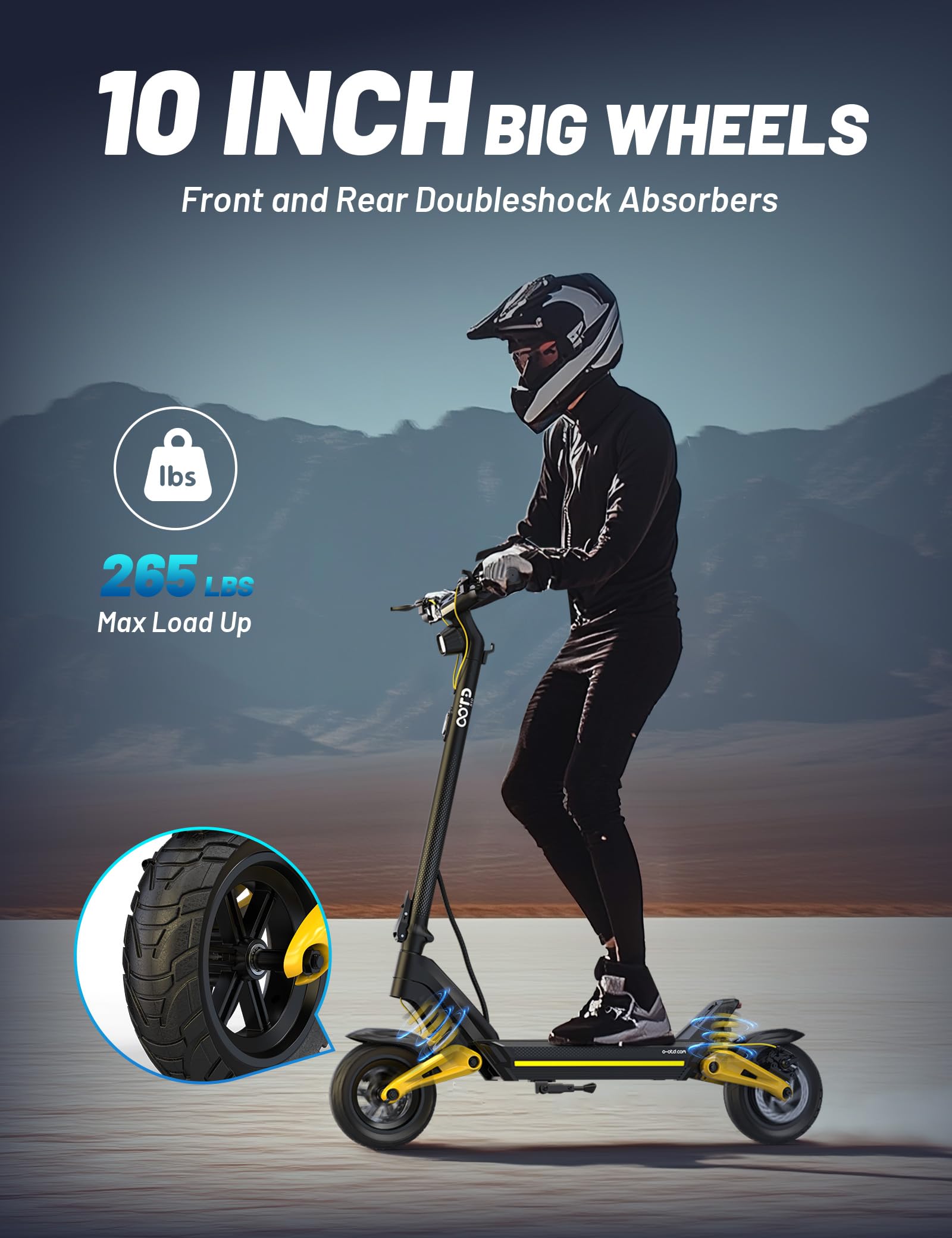 OOTD S10 Trottinette Electrique Adulte, 10" Pneus Tout Terrain Trotinette Électrique avec Batterie 48V 20AH Autonomie 80km, Ecran LCD & Double Amortisseur, Trotinette Adulte Electrique Moteur 1400W
