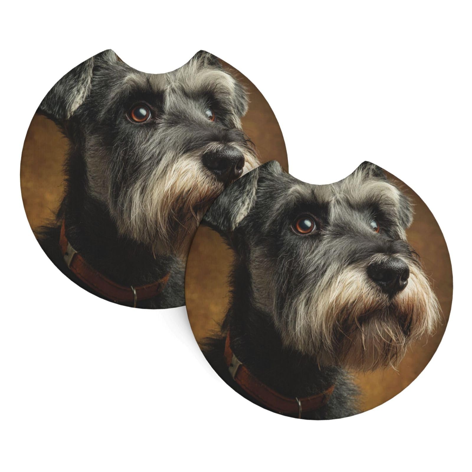 Xopekvlawm Schnauzer 2 Pack Car Cup Holder Coasters 2.7 Inch Universal Anti-Slip Shockproof Car Cup Holder Insert Car Coasters Drink Coasters Cup Holder Coasters For Car Accessories