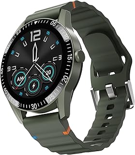 Fire-Boltt Talk Round Smart Watch 1.39″ TFT Display with Bluetooth Calling, Dual Button, Voice Assistance, SPO₂ & Heart Rate Monitor, 120+ Sports Modes, Smartwatch for Men & Women - Green