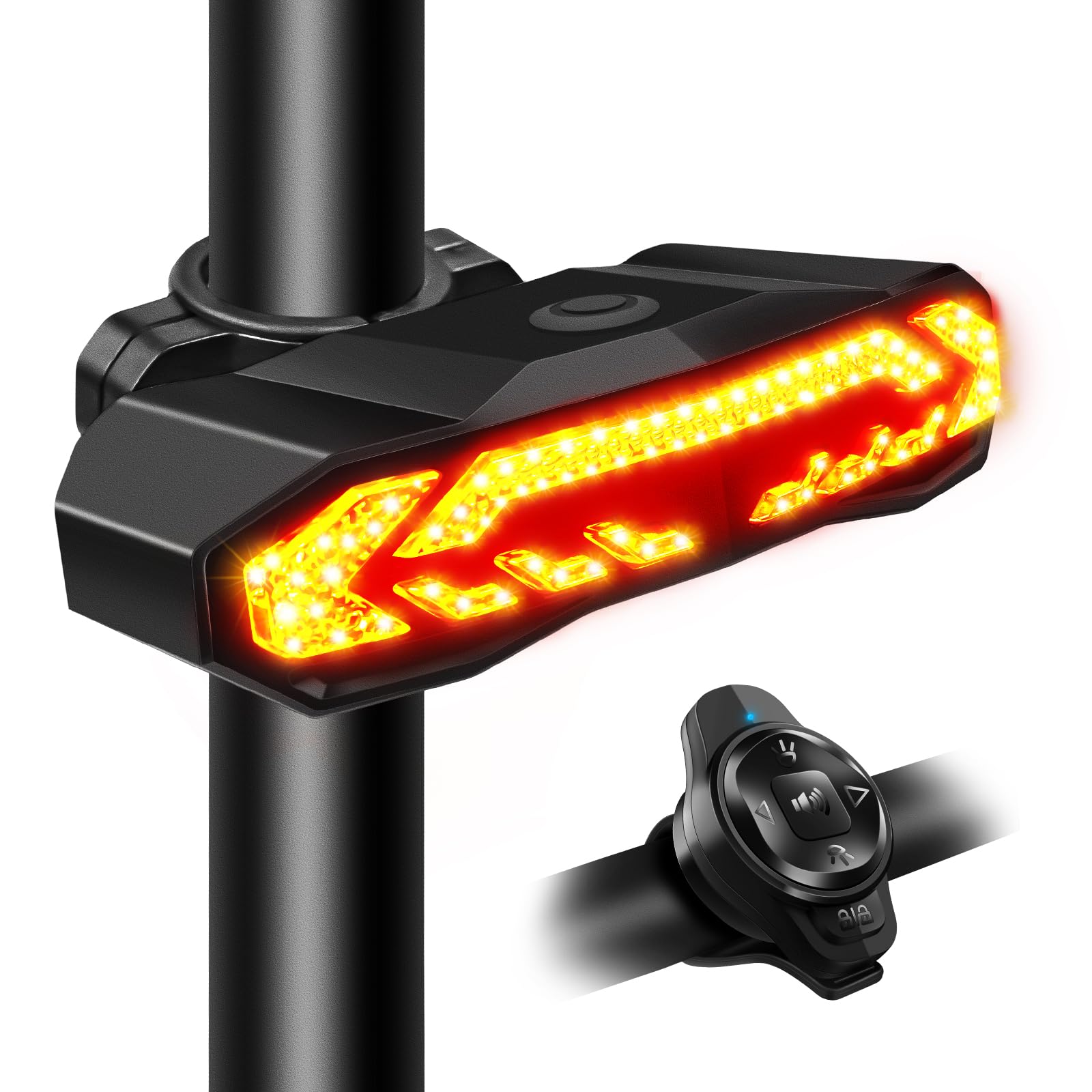 NineLeaf Bike Turn Signals, Turn Signal Kit for Ebike, Bike Turn Signals Front and Rear Auto On/Off Electric Bell Automatic Brake Light Remote Control Rear Light USB Rechargeable IP65 Waterproof