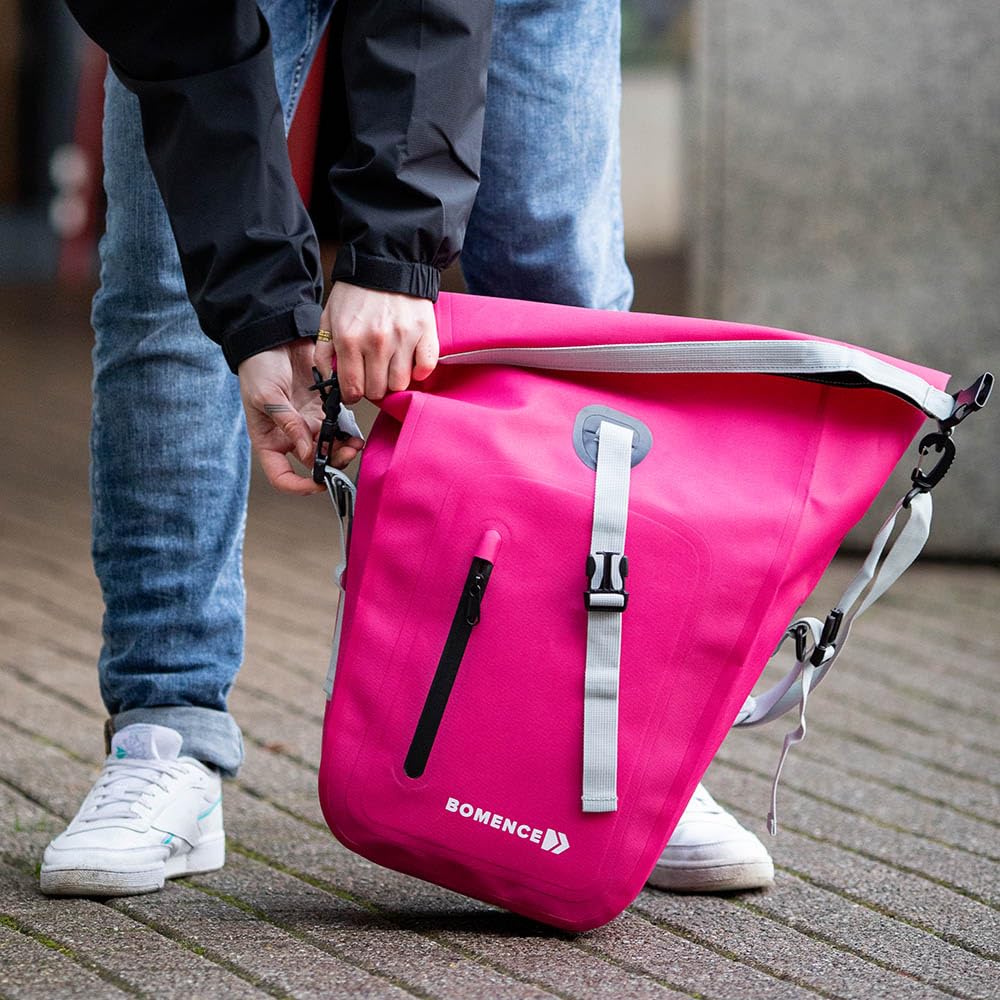Bomence Torby rowerowe na bagażnik rowerowy, w 100% wodoszczelne, torba na bagażnik rowerowy, torba do pakowania dla kobiet i mężczyzn, 25 l