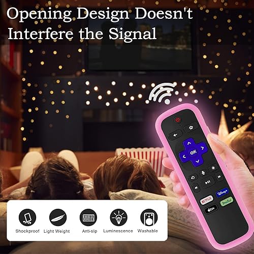 Miniatura 5 de Funda protectora de silicona para mando a distancia por voz Roku TV, Element Roku, funda para controlador de TV Westinghouse Roku, brilla en la