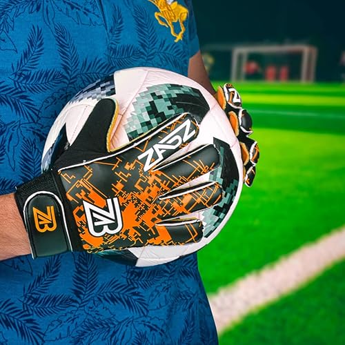 Miniatura 6 de ZABZ Guantes de portero para jóvenes, guantes de fútbol para niños, guantes de fútbol para niños, con agarre extra, protección de palma y muñeca,