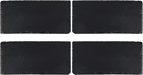 Miniatura 4 de Juego de 4 tablas de charcutería de pizarra negra, tablas de queso, platos individuales de piedra para queso, carne, aperitivos