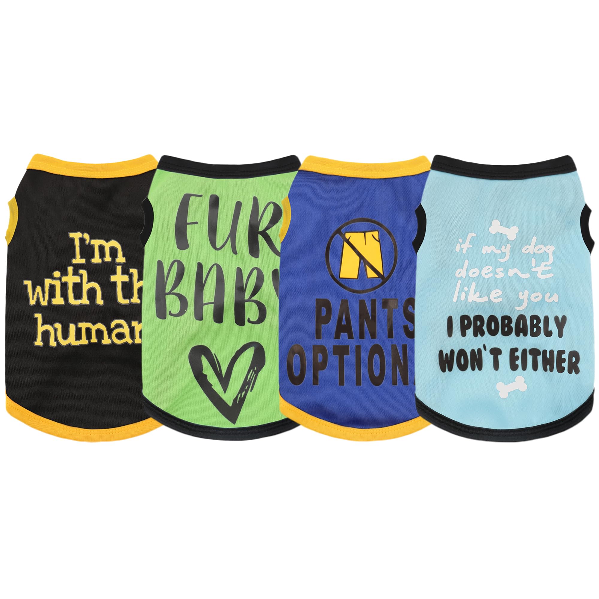 Elevate Your Pet's Seasonal Style with Playful Panache: 4-Piece Set of Dog Shirts Featuring Hilarious Printed Patterns for Airy Comfort in Summer and
