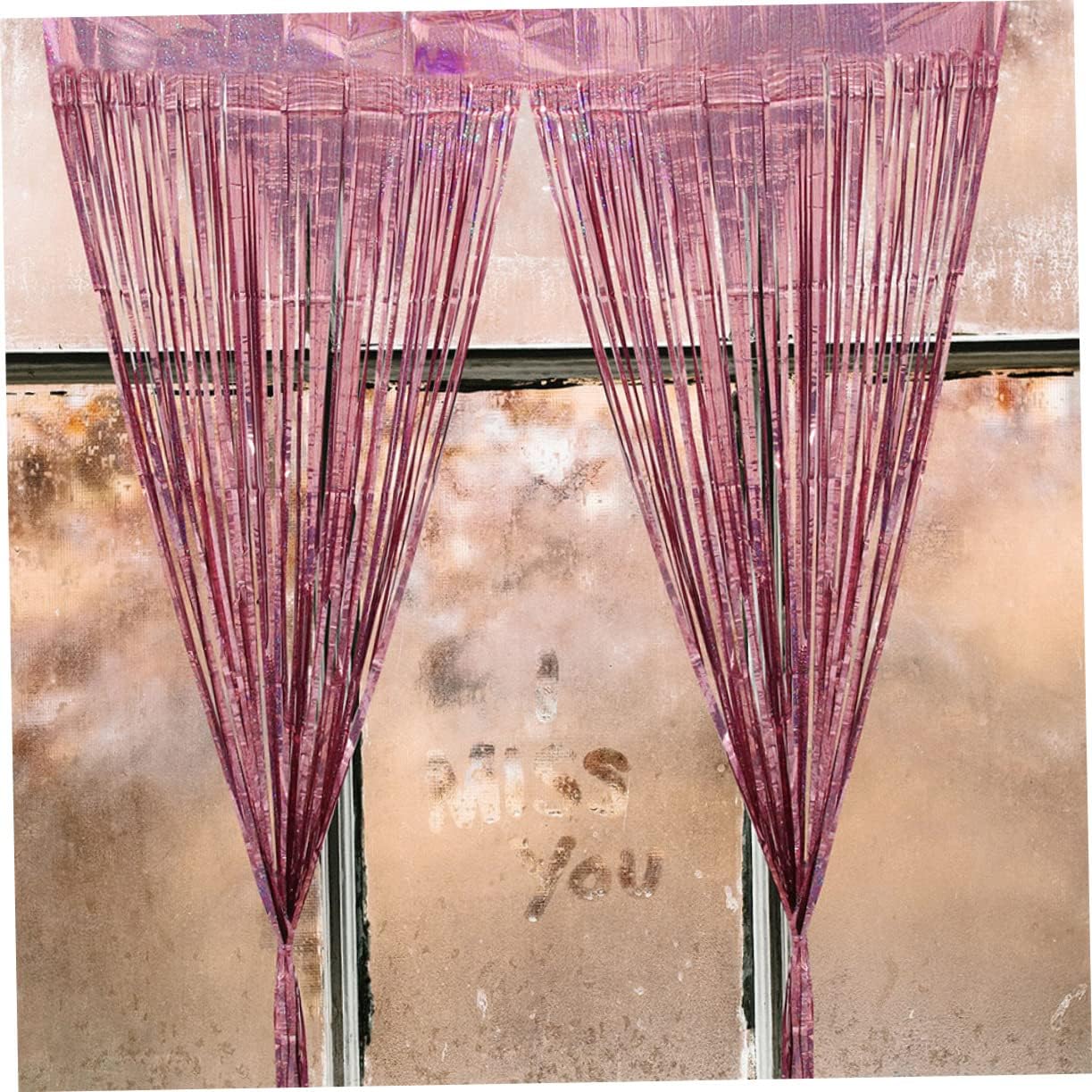 2pcs Iridescent Tinsel Fringe Backdrop Curtains for Birthday Party Decorations Eye Catching Festival Props for Photo Booth and Decor Design