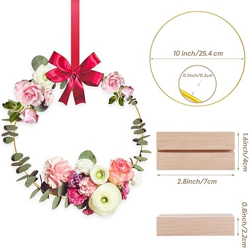 Miniatura 3 de 15 piezas de centro de mesa de aro floral de metal con soporte para mesa, anillo de corona dorada de macramé de metal con 15 soportes, decoración de