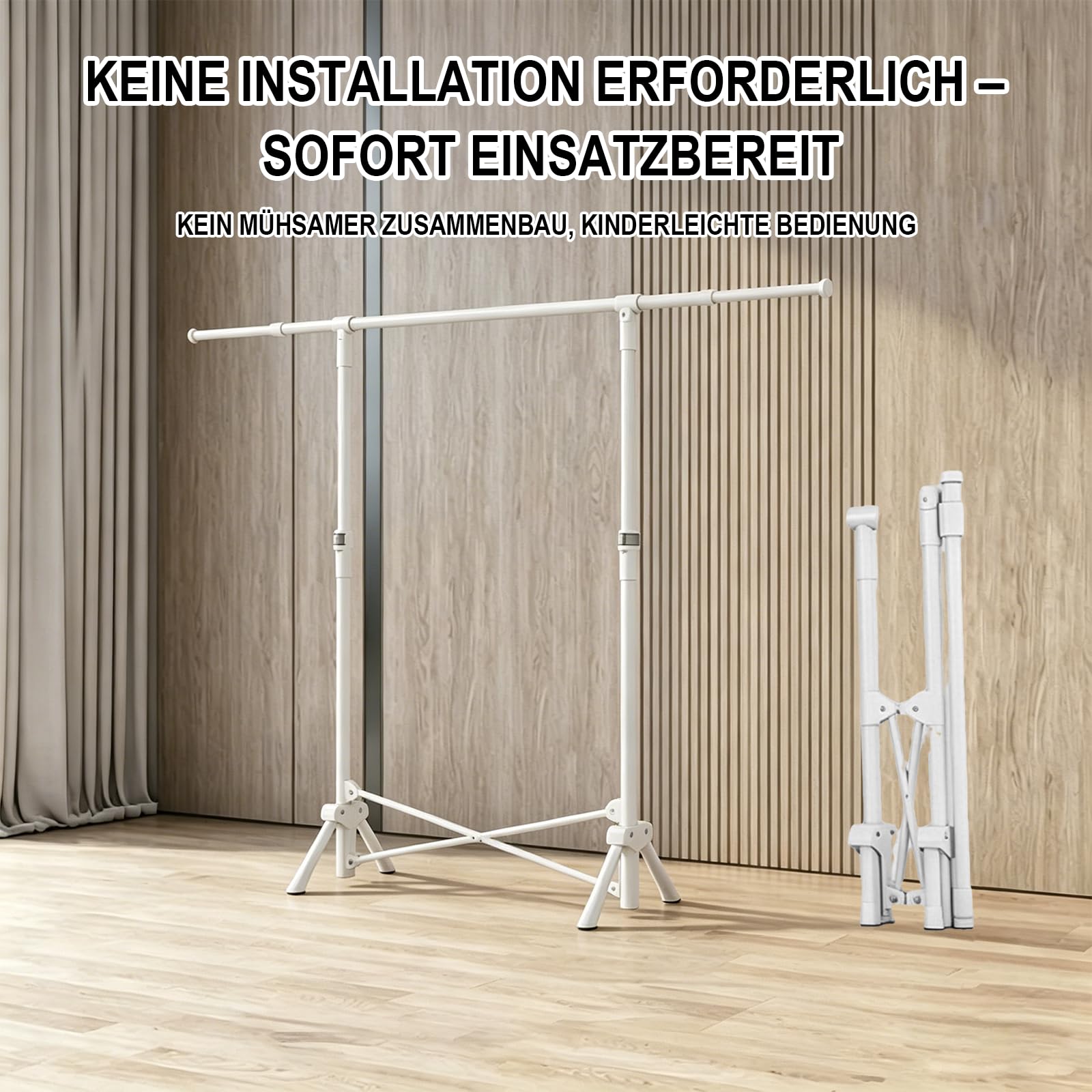 Tragbarer Kleiderständer Klappbar - Teleskop Kleiderstange