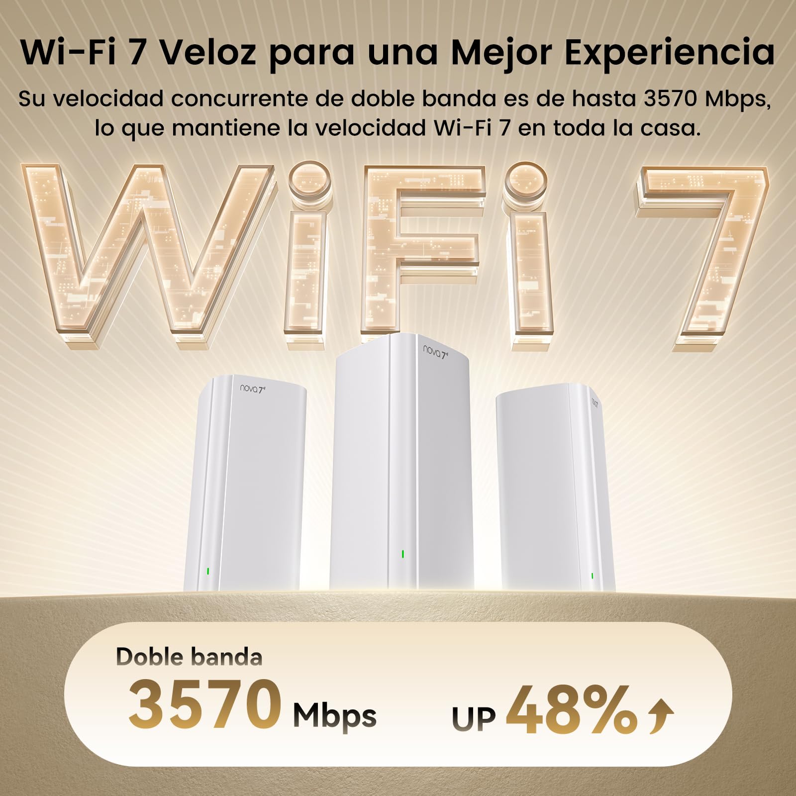 Tenda Nova ME3 Pro (Pack de 3) – Sistema WiFi 7 Mesh BE3600 (3.6 Gbps Doble Banda), 3 Puertos Gigabit, Cobertura para Todo el Hogar, Ideal para Streaming 4K y Juegos, MLO, WPA3, Itinerancia Continua