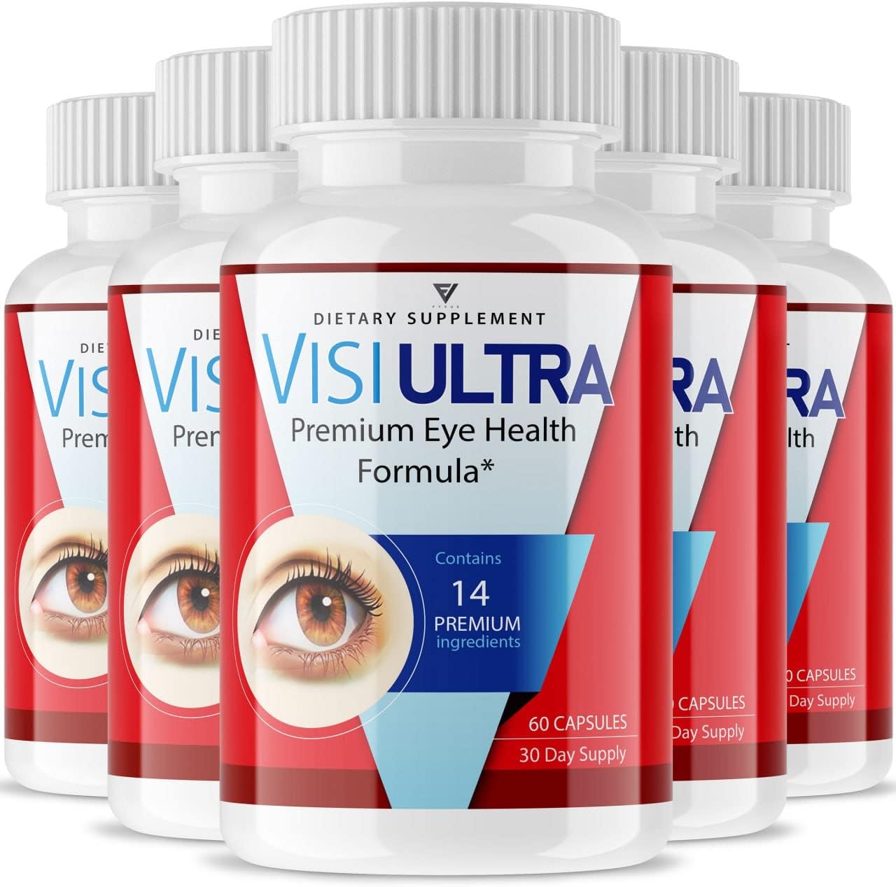 (5 Pack) VisiUltra Pills for Eyes Supplement Visi Ultra Premium Eye Health, Visiultra Eye PIlls Supplement Vitamins Reviews Lutein & Zeaxanthin Bilberry Extract Clear Eyesight Relief (300 Capsules)