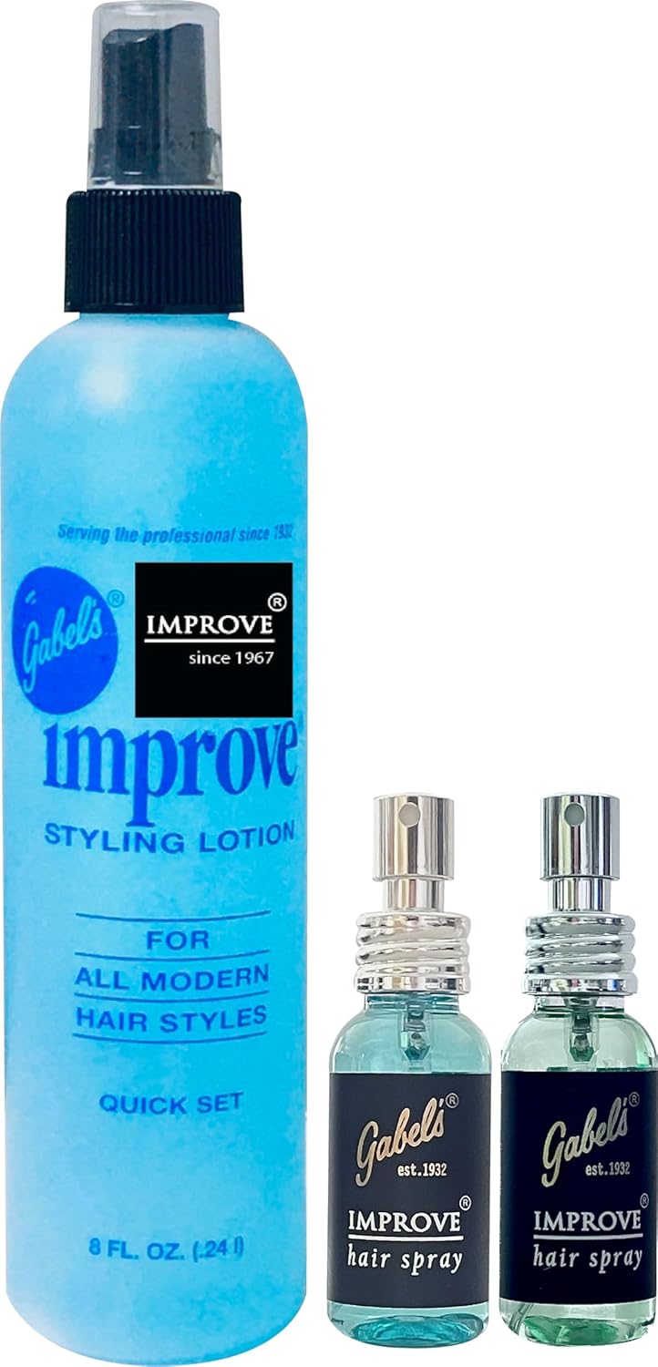 Improve Gabel’s Styling Lotion Hair Spray Quick Set Blue (8oz) and Blue (1oz) Green(1oz) Authentic Gabel's Manufacturer Direct has office logo