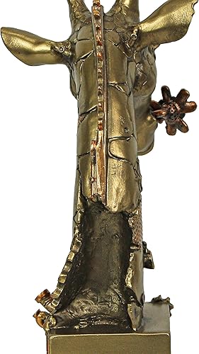Miniatura 6 de Zeckos Escultura de jirafa steampunk con acabado de bronce de resina, 11.75 pulgadas de alto, figura artística para decoración del hogar, captura