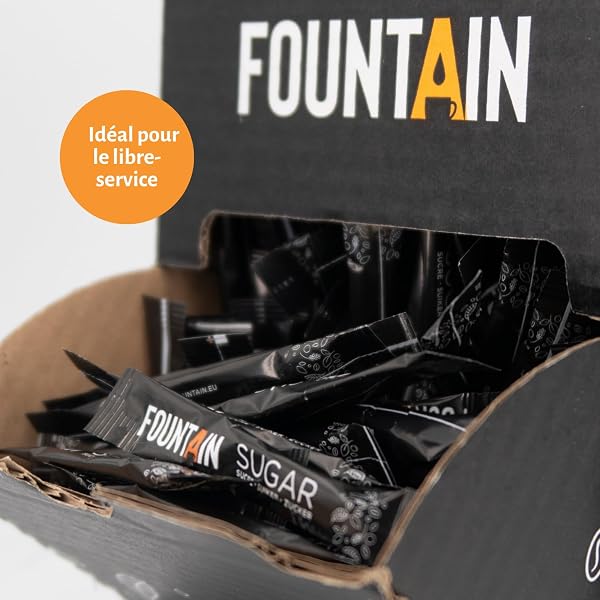 Fountain - Sachet de sucre blanc - Sucre en dosette individuelle de 4 gr dans une boîte distributrice - idéal pour tasse de café - 4 gr x 600 pièces - 5
