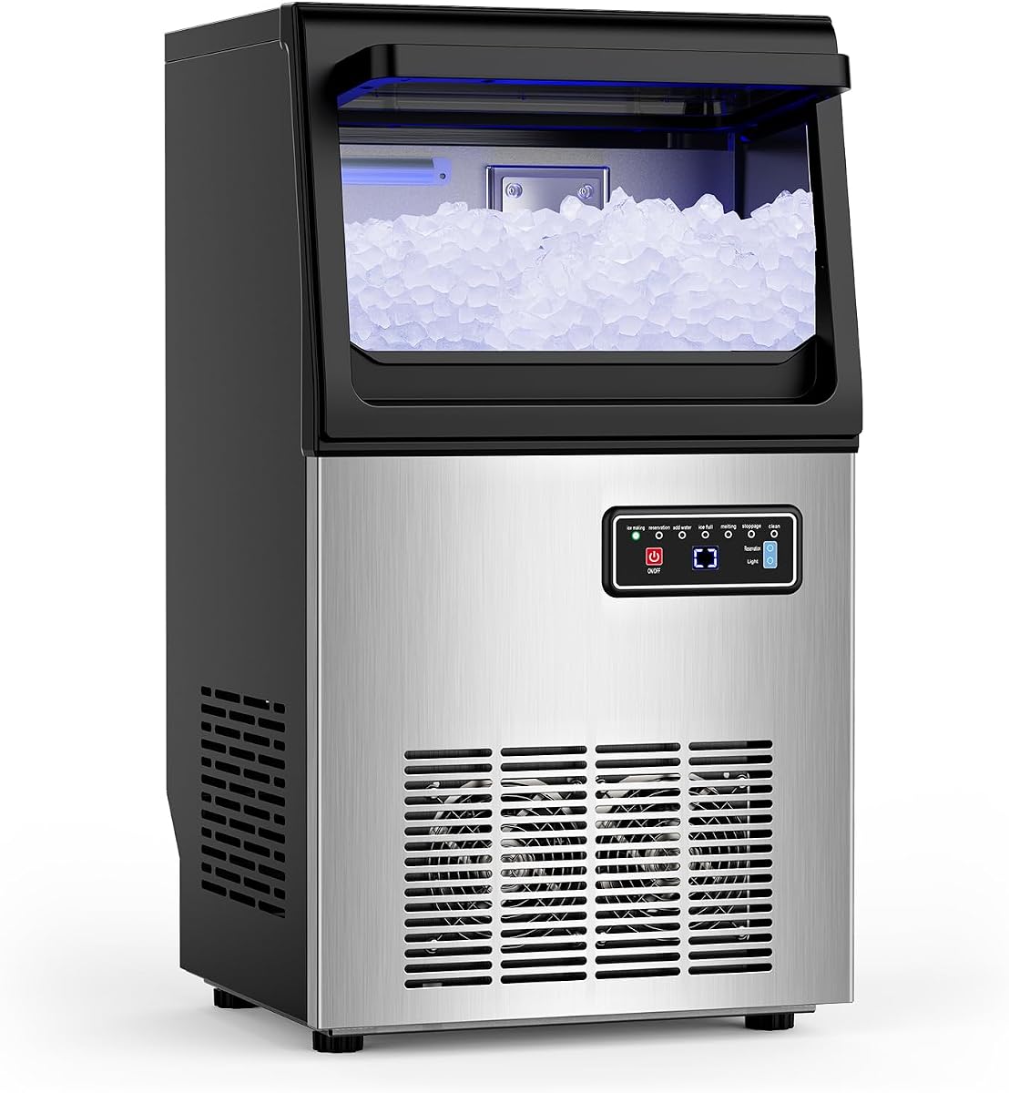 SOZT® Nugget Ice Maker Machine, 100LBS/24H, 20LBS Capacity | Under Counter Ice Maker, Self-Cleaning Freestanding Sonic Pellet Ice Maker for Home, Bar, Restaurant, Office