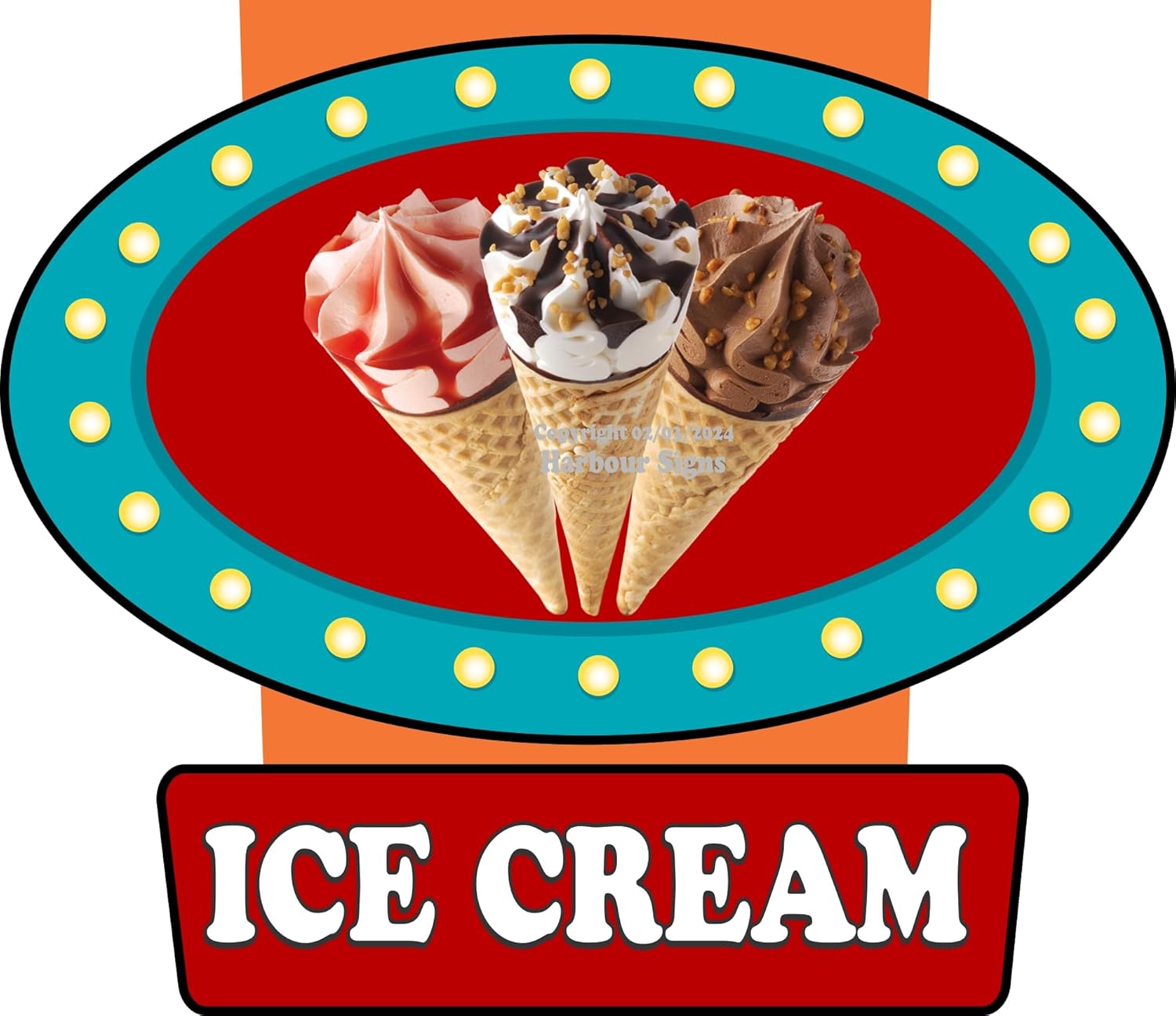 Ice Cream Cones Decal Vinyl Sticker Concession Food Truck vic by Harbour Signs (18x15 inch)