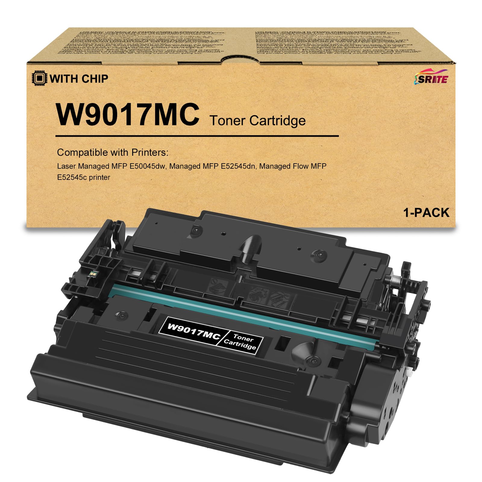 SRITE W9017MC Black Toner Cartridge Replacement for HP W9017MC Toner | Works with Laser Managed MFP E50045dw E52545dn E52545c Printer,23000 Pages (with chip)