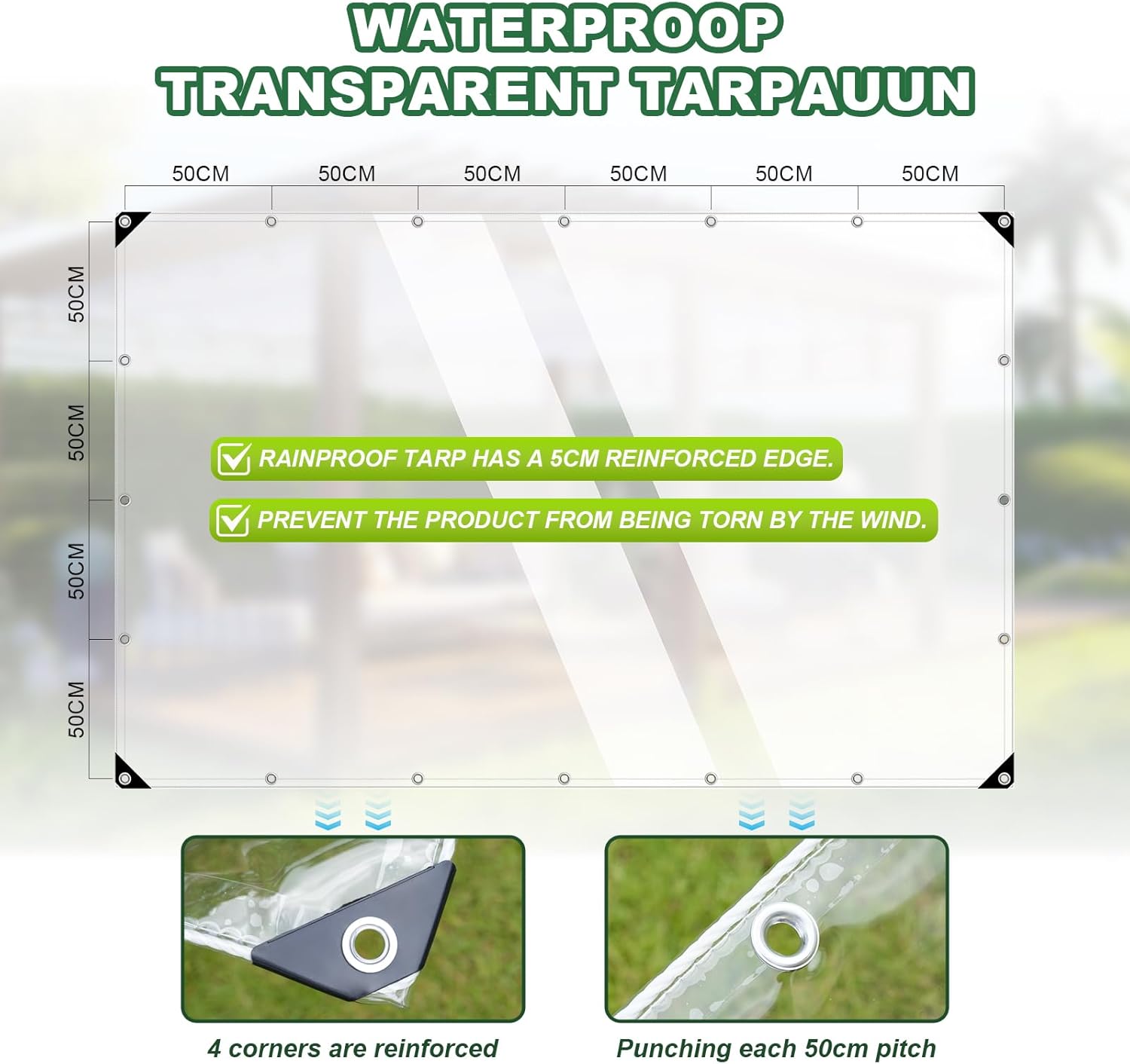 Clear Tarp,8x10ft Clear Tarps with Grommet,14 MiL Heavy Duty Waterproof with Reinforced Edge for Patio and Pavilion,Porch and Outdoor Garden Household Tarpaulin
