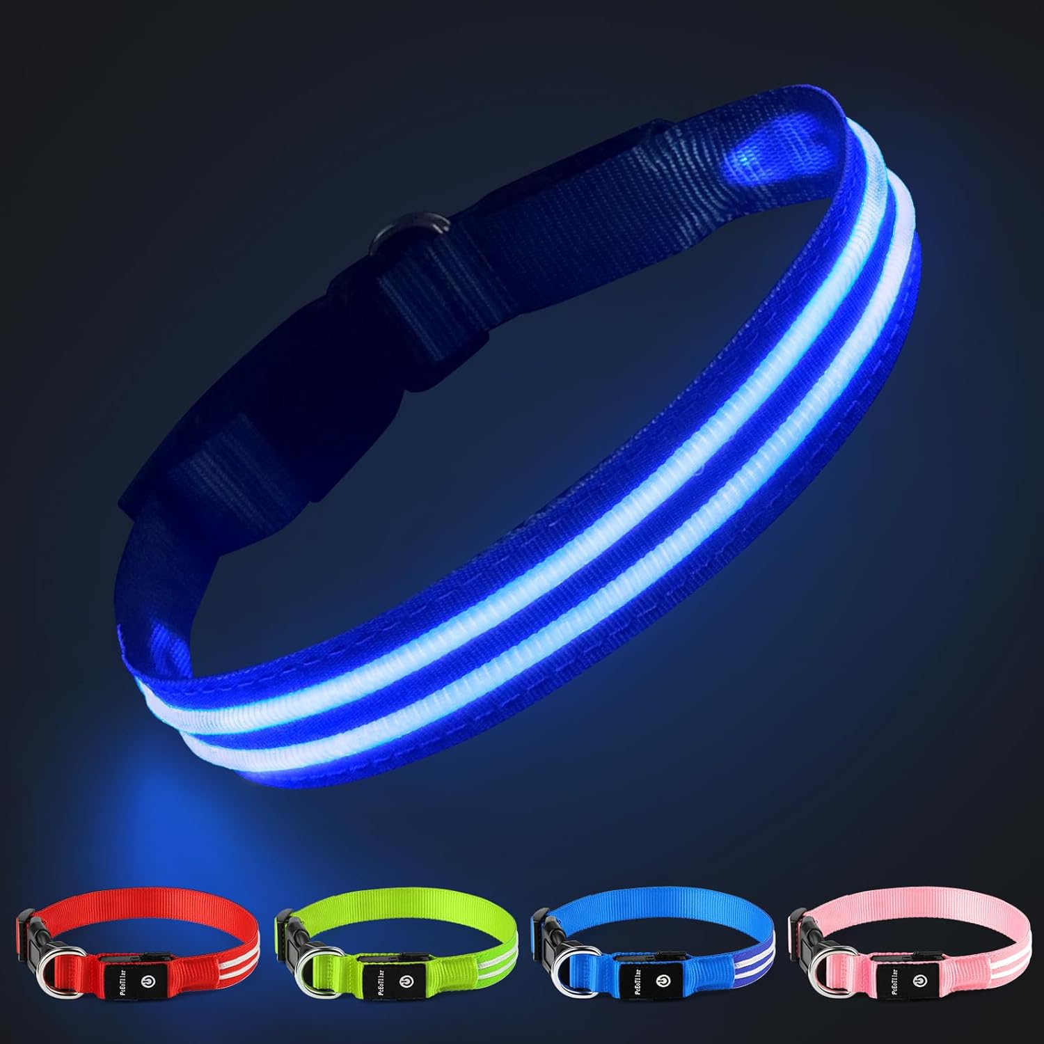 Light Up Dog Collar Waterproof Rechargeable Flashing LED Dog Collar
