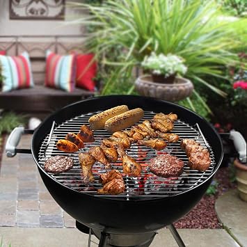 Cooking Grate 21.5 inch Kettle Grill Grate 304 Stainless Steel Round Hinged Cooking Grid Grill Accessory Replaces for Weber Original Kettle Series