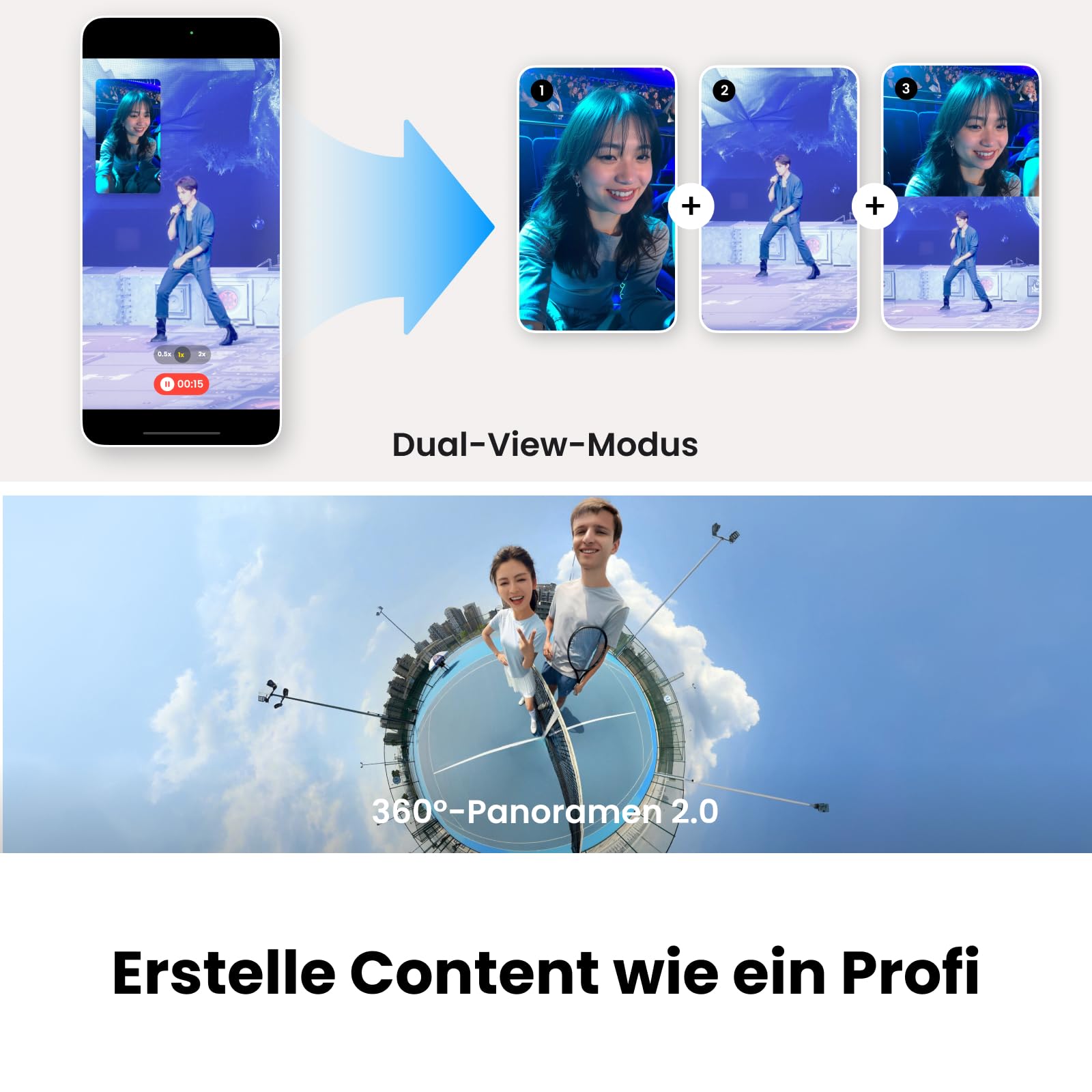 Insta360 Flow 2 Pro KI-Tracker-Bundle Schneeweiß– Erster KI-Smartphone-Gimbal mit Apple DockKit, smartes 360°-Schwenk-Tracking, frei neigbar, Stativ/Selfie-Stick integr.