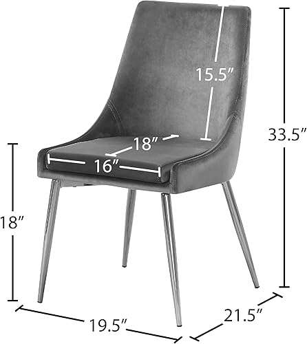 Miniatura 3 de Meridian Furniture Karina Collection Modern - Silla de comedor contemporánea tapizada de terciopelo con patas de metal resistentes. Gris,Negro