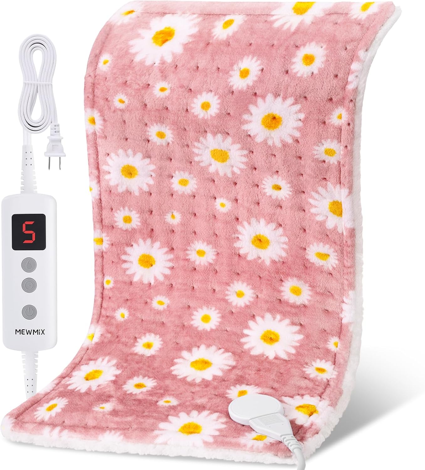 Daisy Heating Pad for Back Period Cramps Neck Shoulder Pain Relief, Portable Electric Heat Pads Pink Stuff Gifts Ideas, Funny Useful Self Care Christmas Birthday Gift for Women Mom Her Wife Girlfriend