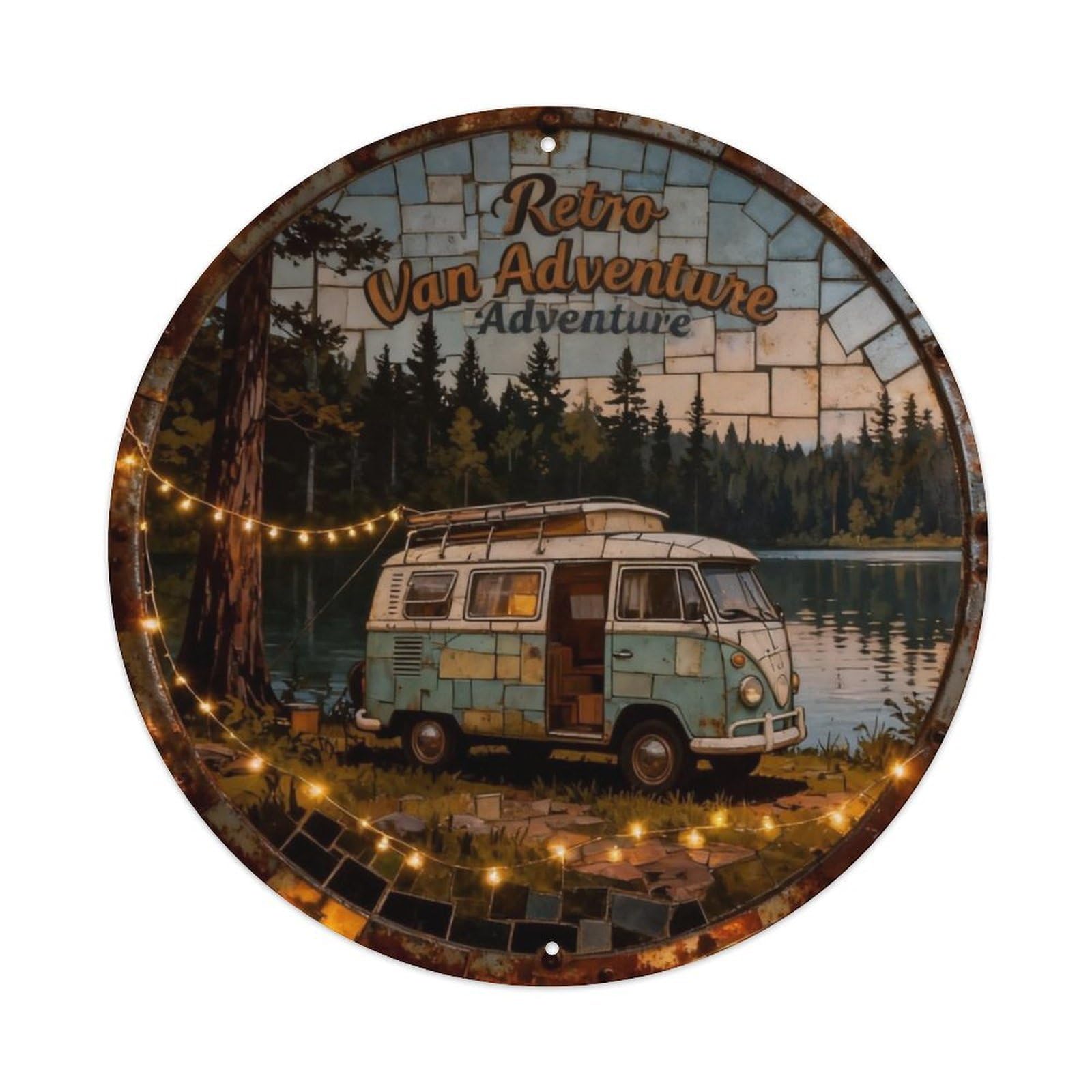 Retro Camper Van Adventure Metal Tin Sign Plaque