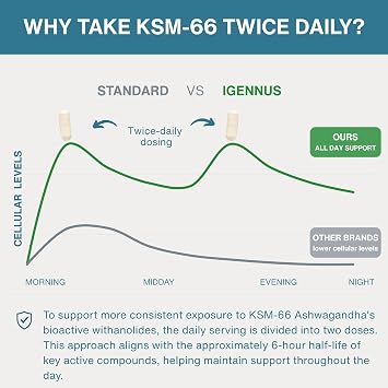 Igennus High Strength Ashwagandha KSM-66, Magnesium & L-Theanine Complex | Stress, Calm and Replenishment Complex, Clean Label, 60 Fast Acting Capsules