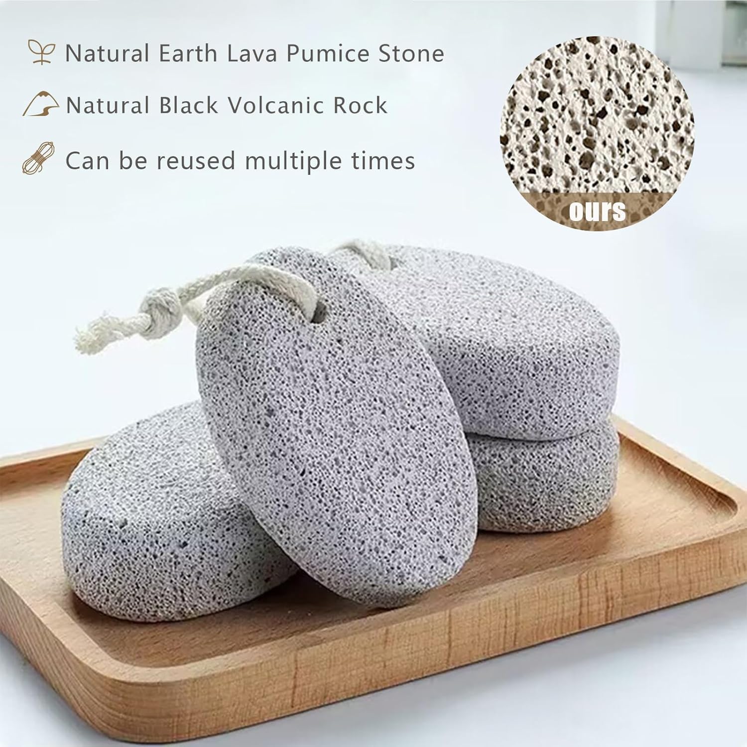 Piedra Pómez Natural para Pies 2 Piezas, Piedra Pómez para Pies y Manos Removedor de Piel Dura, Exfoliante de Pies para Eliminar Piel Muerta Pedicura Herramienta de Exfoliación Salud Cuidado de los Pi