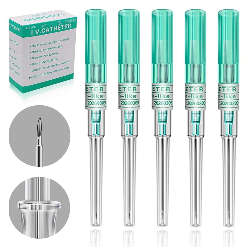 Agulhas Cateter para Piercing Lyuxzad 18G, Aço Inoxidável 316L, Pacote com 50