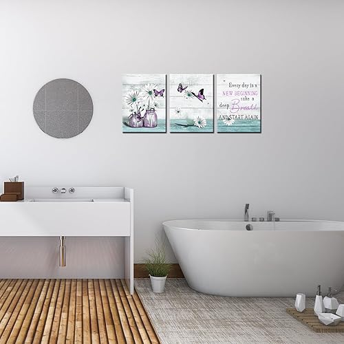 Miniatura 3 de Nachic Wall Arte de pared rústico de margaritas y mariposas, para granja, citas inspiradoras, imágenes artísticas, impresiones en lienzo, pinturas