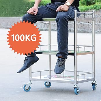 医療用ワゴン　キャスター付き 3段 耐荷重100KG 360°回転ステンレス Amazon.co.jp: Tappros 医療用ワゴン クリニックワゴン 回診車