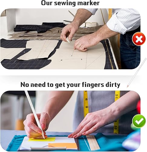 Miniatura 6 de Lápices de tela 24 piezas de rotuladores de vestir blancos, lápices solubles en agua para tela de limpieza de tela para coser lavable lápiz de marca