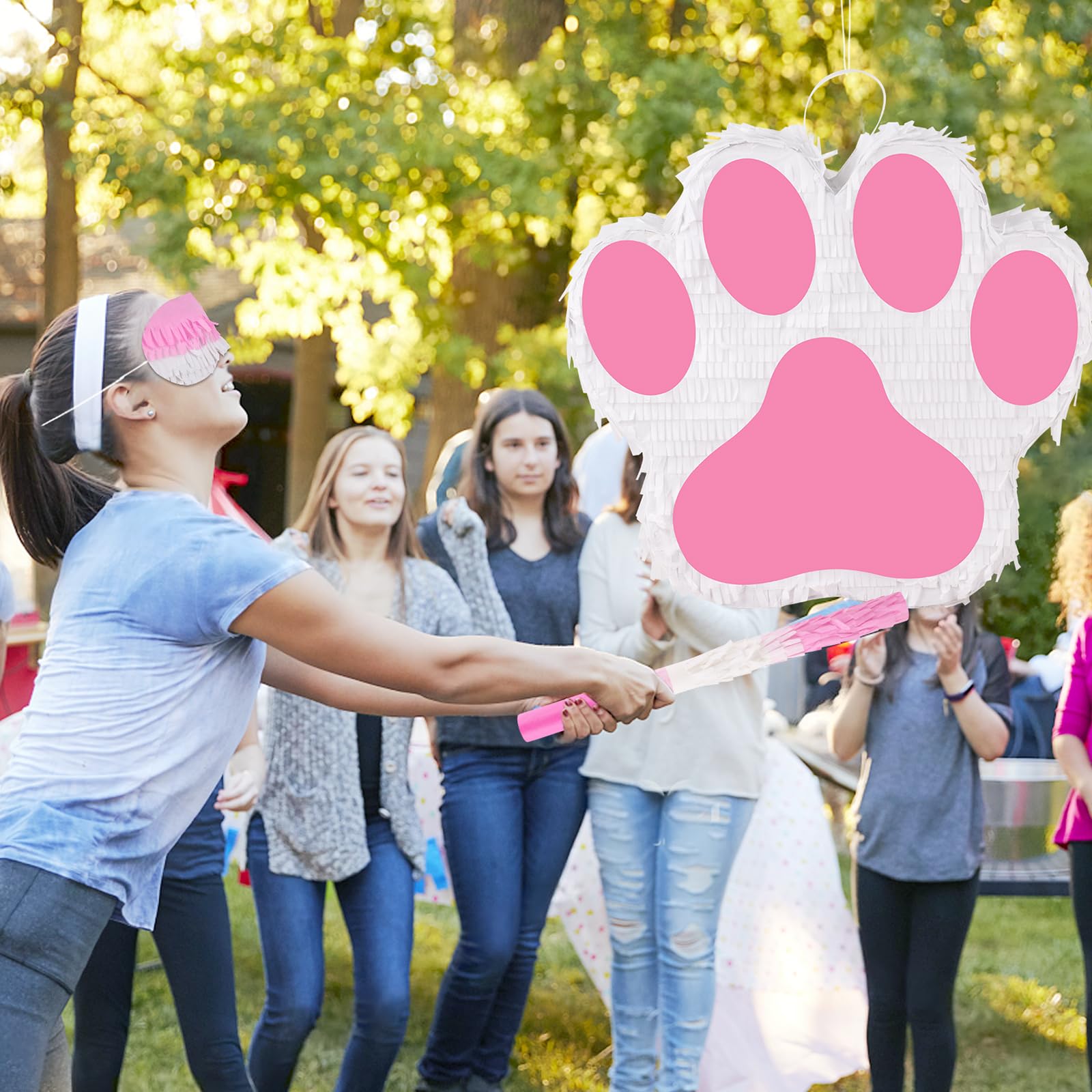 Piñata de perro pequeño con palo de piñata y lazo para colgar, piñata de cumpleaños con temática de animales, suministros para fiestas de cumpleaños, niñas y niños