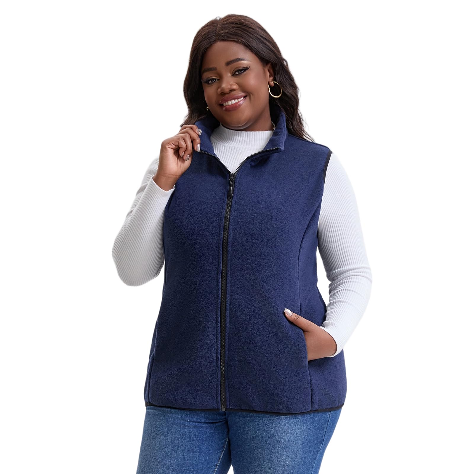 XALADU Women's Plus Size Fleece Vest,1X-5X Warm Soft Fleece Vests for Women
