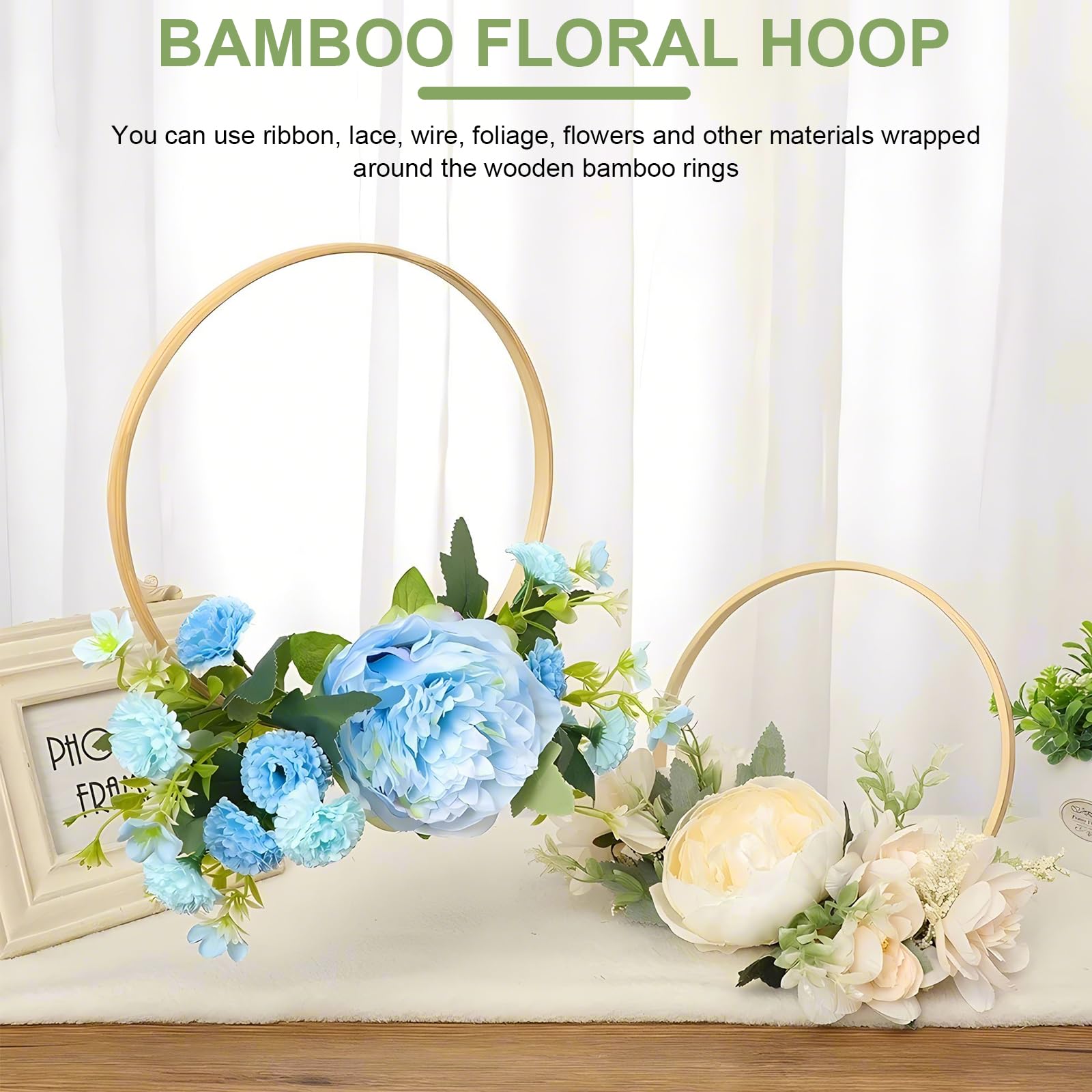 ABOOFAN Cerceau Floral En Bois De Bambou 12 Pièces 17 Cm