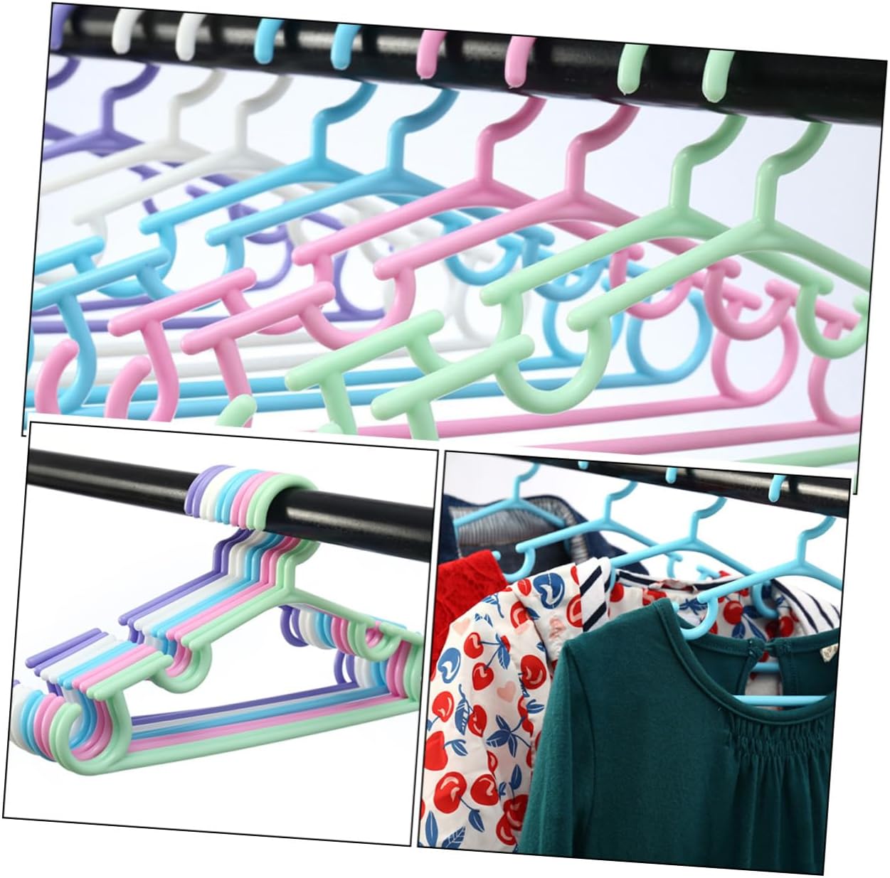 50pcs Plastic Clothes Hangers for Nursery and Bedroom Colorful Coat Hangers for Small Closet Sturdy Non-deforming Organizers for Boys and Wardrobe