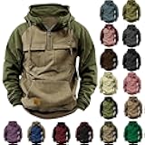 Tactical Hoodies for Men 2025 Quater-Zip Pullover Vintage Sweatshirt Casual Long Sleeve Cargo Hoodies with Pockets