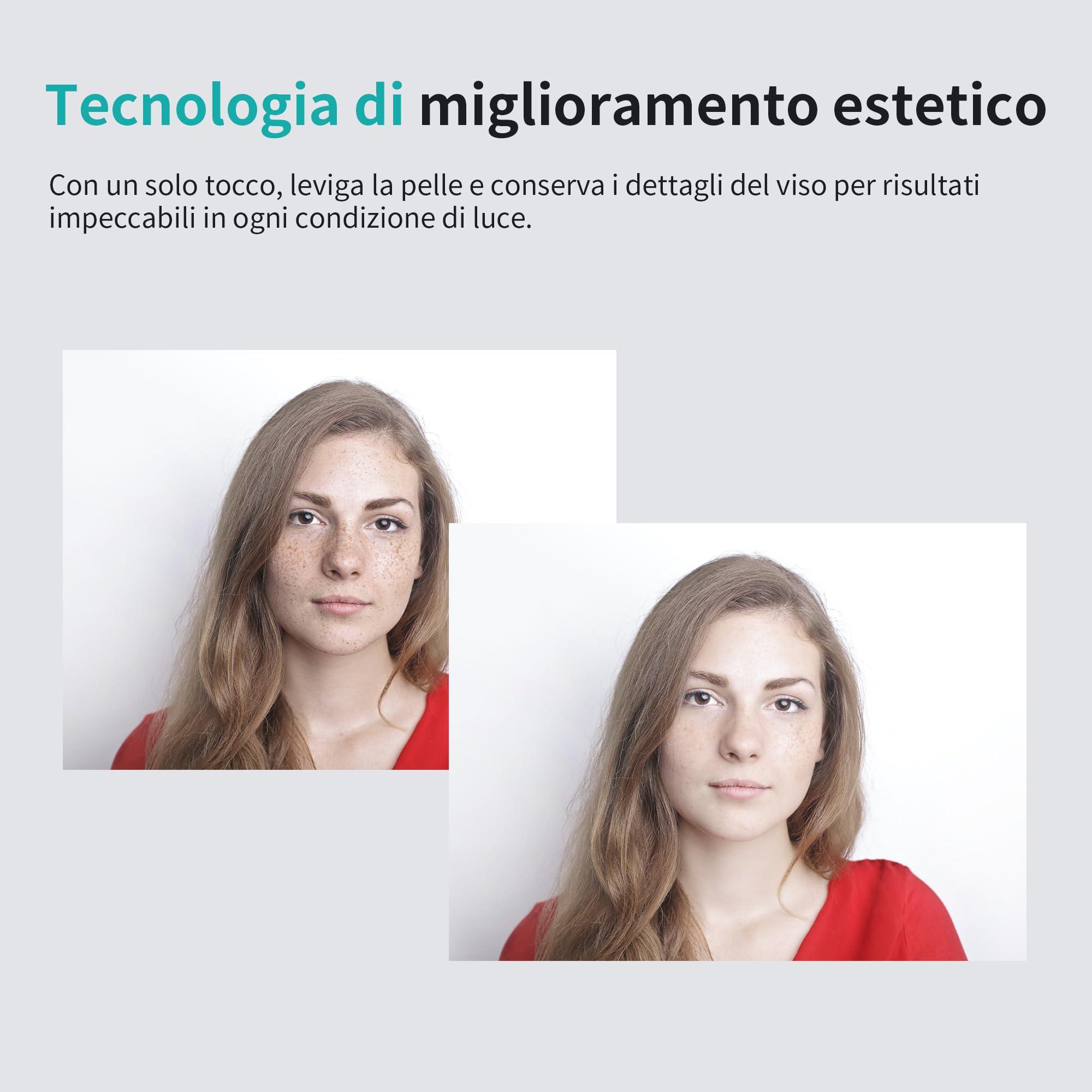 Webcam 1080P 60FPS con Microfono, Ring Light, Autofocus, 3 Modalità di illuminazione con Dimmerazione Continua per Videoconferenze su PC, Mac, Laptop e Tablet
