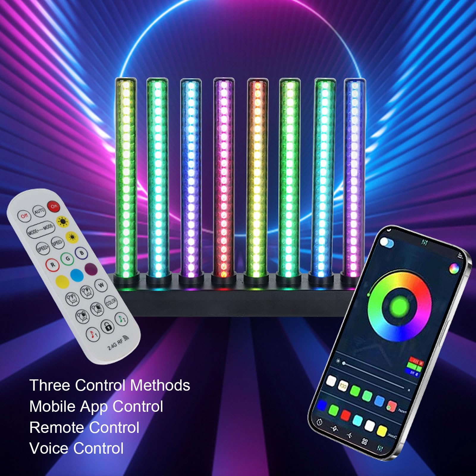 Gugxiom Barra Luminosa del Ritmo Musicale, Display Analizzatore di Spettro Audio con 200 LED RGB, Tubo Luminoso Ad Alta sensibilità per Decorazioni per Feste in Casa, Controllo APP