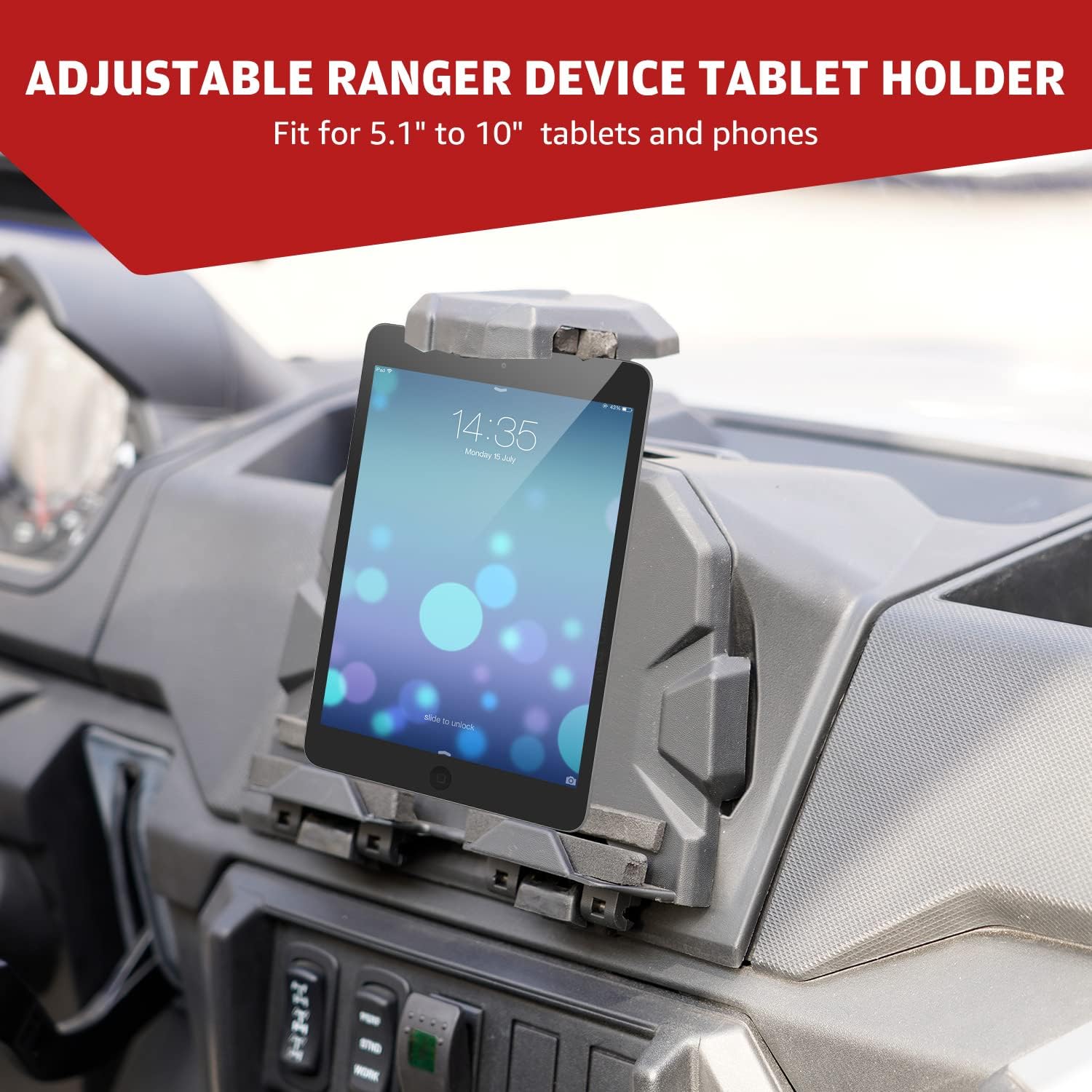 HAKA TOUGH Electronic Device Tablet Holder for 2018-2024 Polaris Ranger XP 1000 Crew Diesel, Phone Ipad GPS Holder Mounts with Storage Box Organizer Accessories
