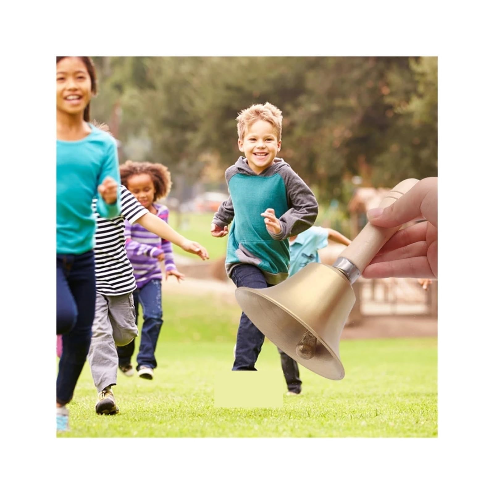 Campana de Mano Metal Campana de mano latón macizo 7 cm | Con mancuernas de madera, entrenamiento multiusos for servicio y juego.